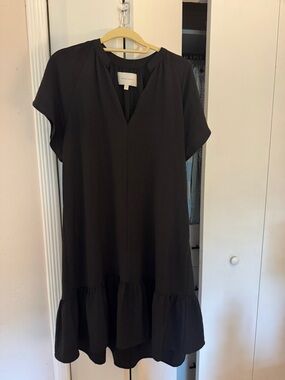 Brochu Walker Black Ruffle-Hem Midi Dress